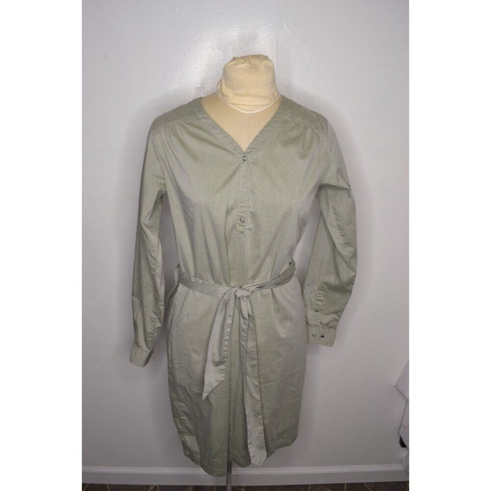 Cabela's Women's Medium Lightweight Green Long Sleeve Shirt Dress With T…